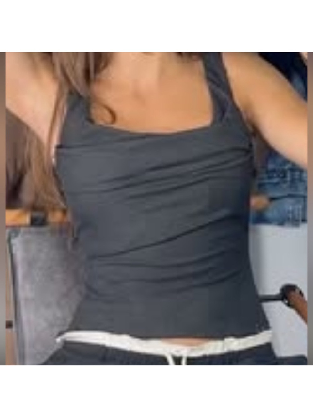 Zara Black Square-Neck Tank Top
